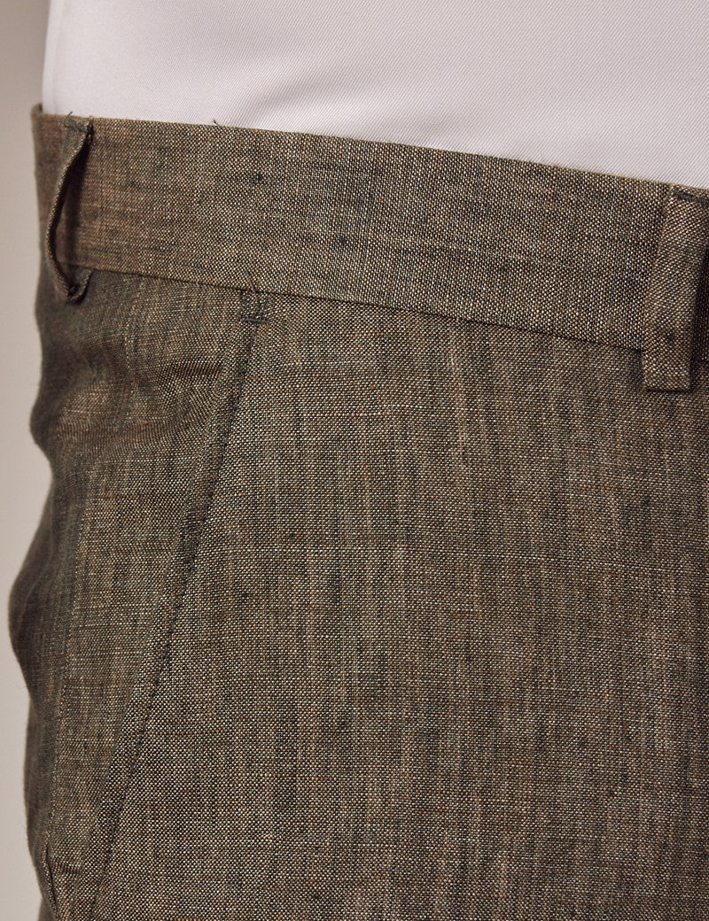Mens Linen Suit For Beach Wedding - Summer  Suit in Dark Green Tailored Fit - Image 14
