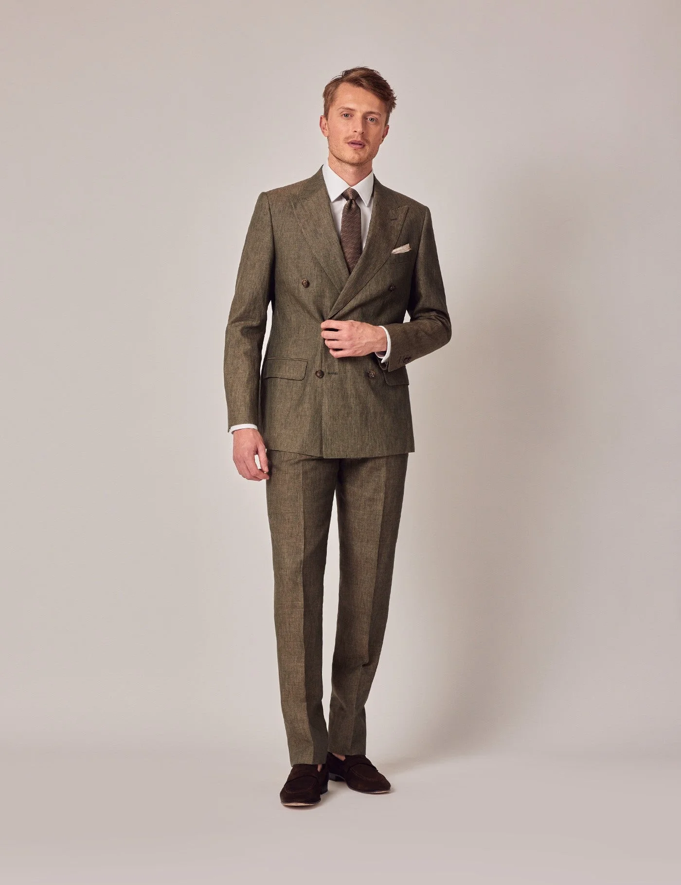 Mens Linen Suit For Beach Wedding - Summer  Suit in Dark Green Tailored Fit - Image 15