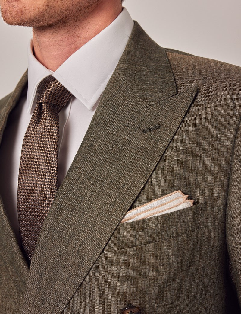 Mens Linen Suit For Beach Wedding - Summer  Suit in Dark Green Tailored Fit - Image 6