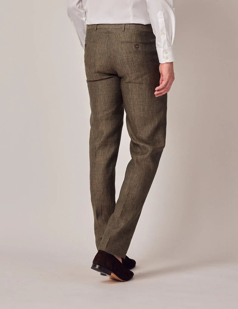 Mens Linen Suit For Beach Wedding - Summer  Suit in Dark Green Tailored Fit - Image 7