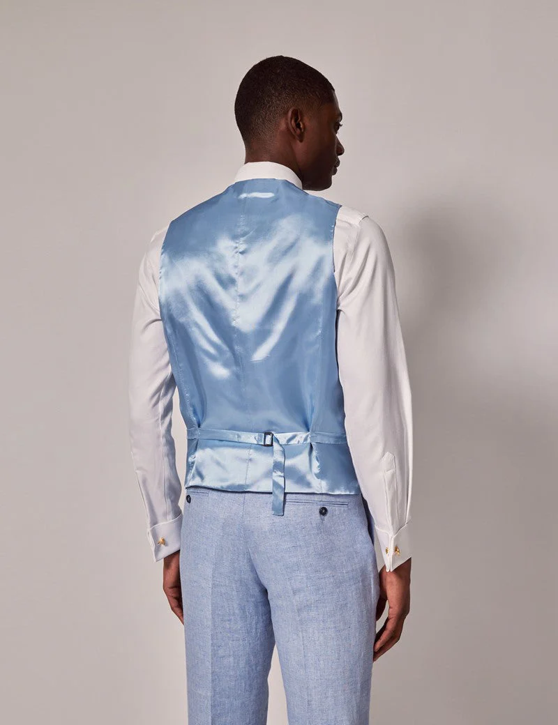 Mens Linen Suit For Beach Wedding - Summer  Suit in Light Blue - Image 10