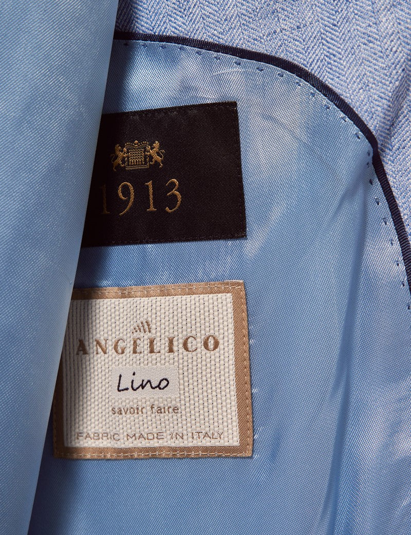 Mens Linen Suit For Beach Wedding - Summer  Suit in Light Blue - Image 5