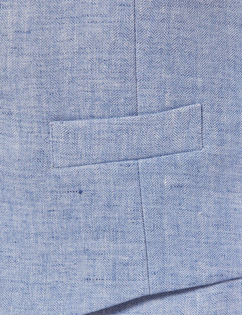Mens Linen Suit For Beach Wedding - Summer  Suit in Light Blue - Image 9
