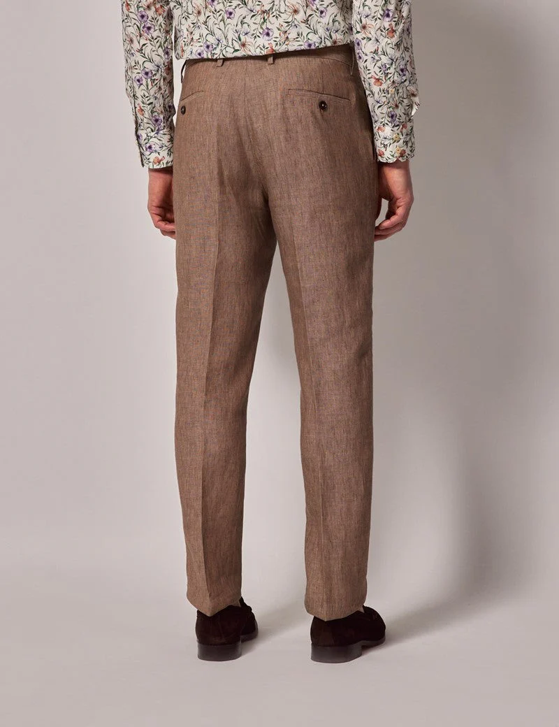 Mens Linen Suit For Beach Wedding - Summer  Suit in Light Brown - Image 10