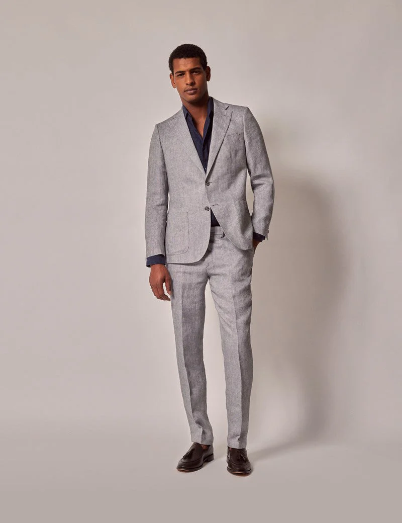 Mens Linen Suit For Beach Wedding - Summer Suit in Light Grey - Image 11