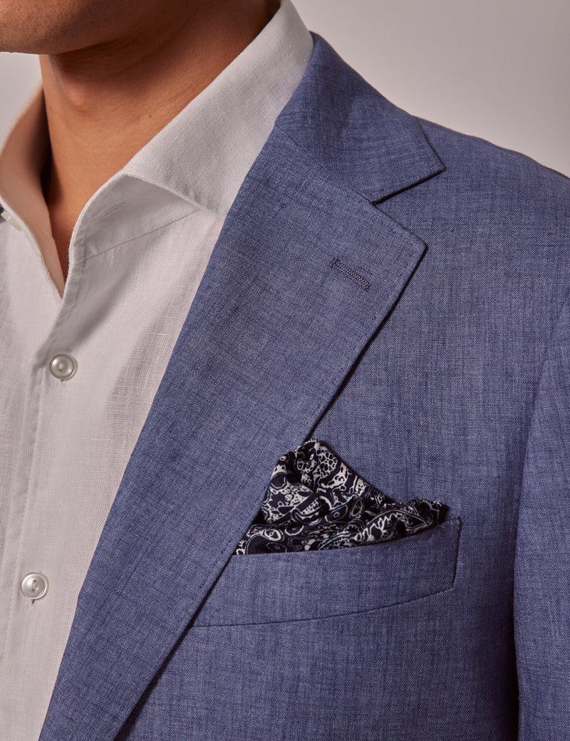 Mens Linen Suit For Beach Wedding - Summer  Suit in Mid Blue - Image 3