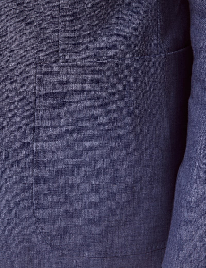 Mens Linen Suit For Beach Wedding - Summer  Suit in Mid Blue - Image 4
