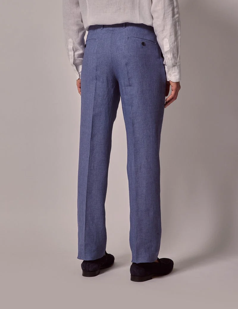 Mens Linen Suit For Beach Wedding - Summer  Suit in Mid Blue - Image 8