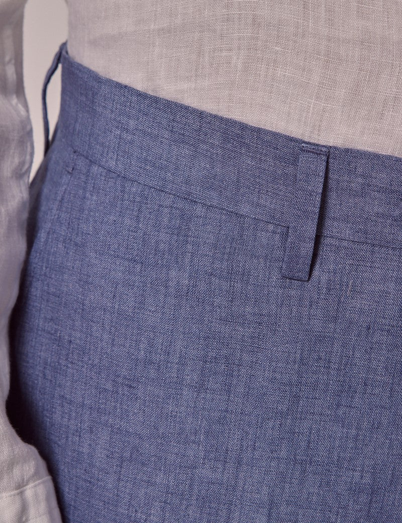Mens Linen Suit For Beach Wedding - Summer  Suit in Mid Blue - Image 9