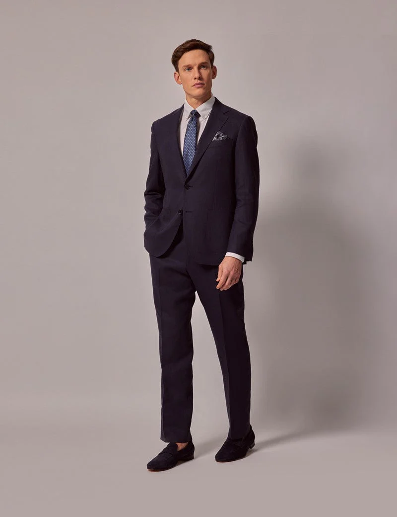 Mens Linen Suit For Beach Wedding - Summer  Suit in Navy Linen - Image 10