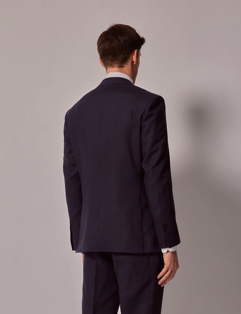 Mens Linen Suit For Beach Wedding - Summer  Suit in Navy Linen - Image 6