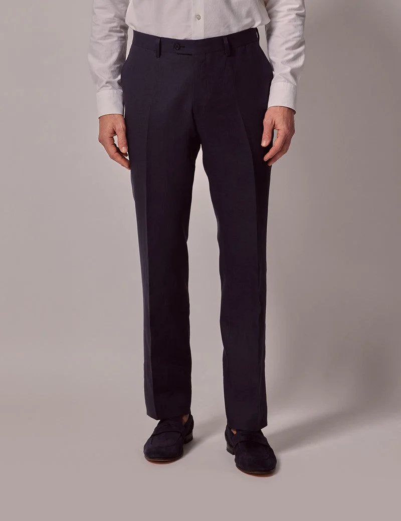 Mens Linen Suit For Beach Wedding - Summer  Suit in Navy Linen - Image 8