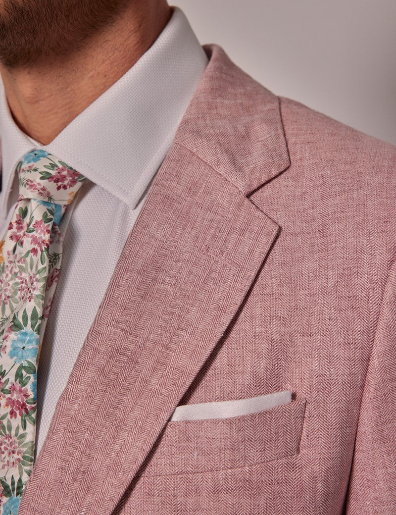 Mens Linen Suit For Beach Wedding - Summer  Suit in Pink - Image 3