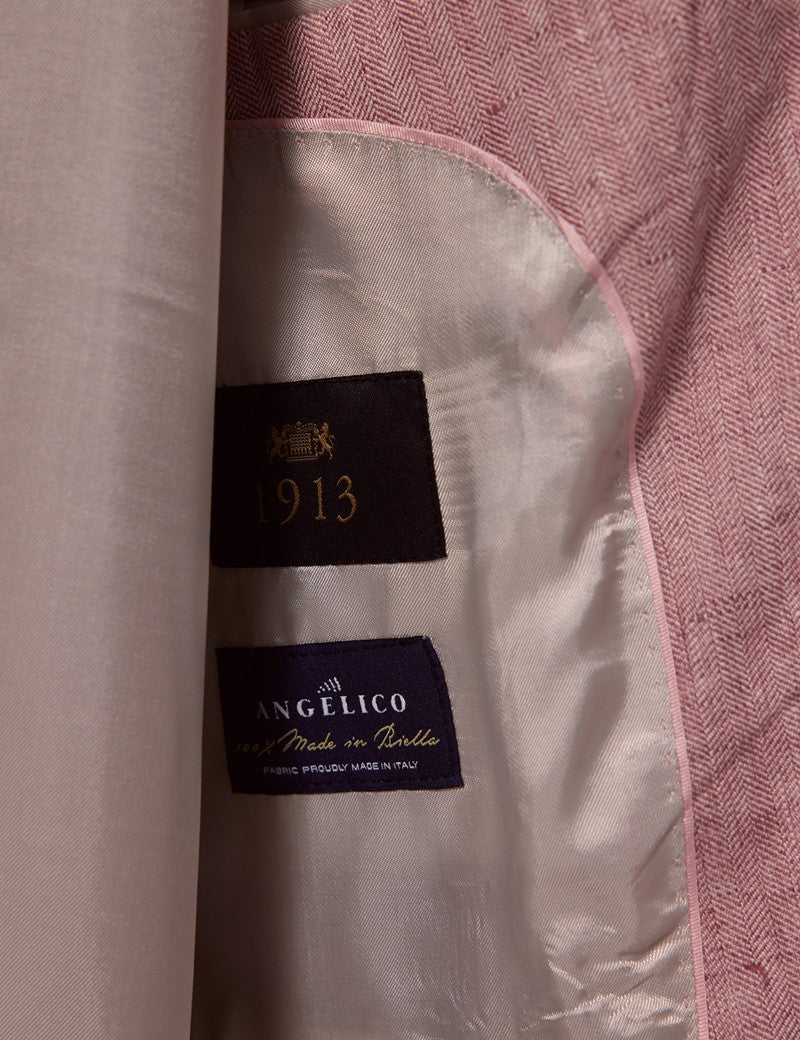 Mens Linen Suit For Beach Wedding - Summer  Suit in Pink - Image 5