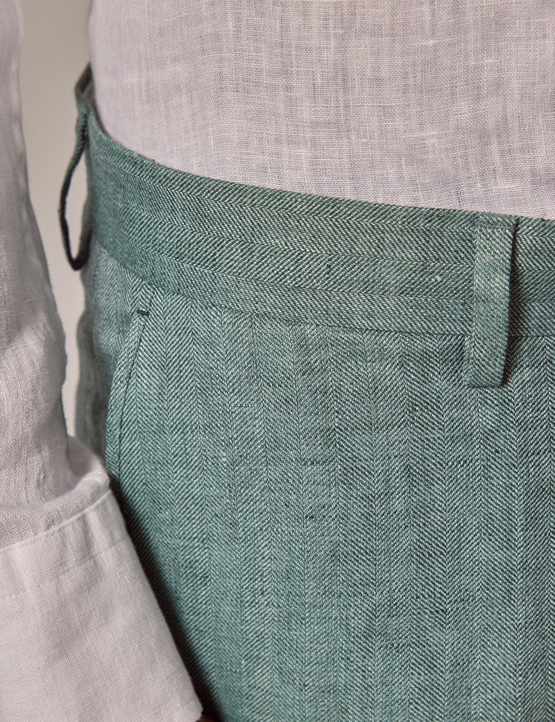Mens Linen Suit For Beach Wedding - Summer  Suit in Sea Green - Image 10
