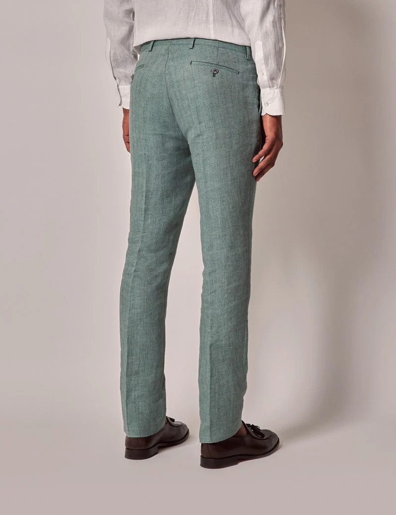 Mens Linen Suit For Beach Wedding - Summer  Suit in Sea Green - Image 4