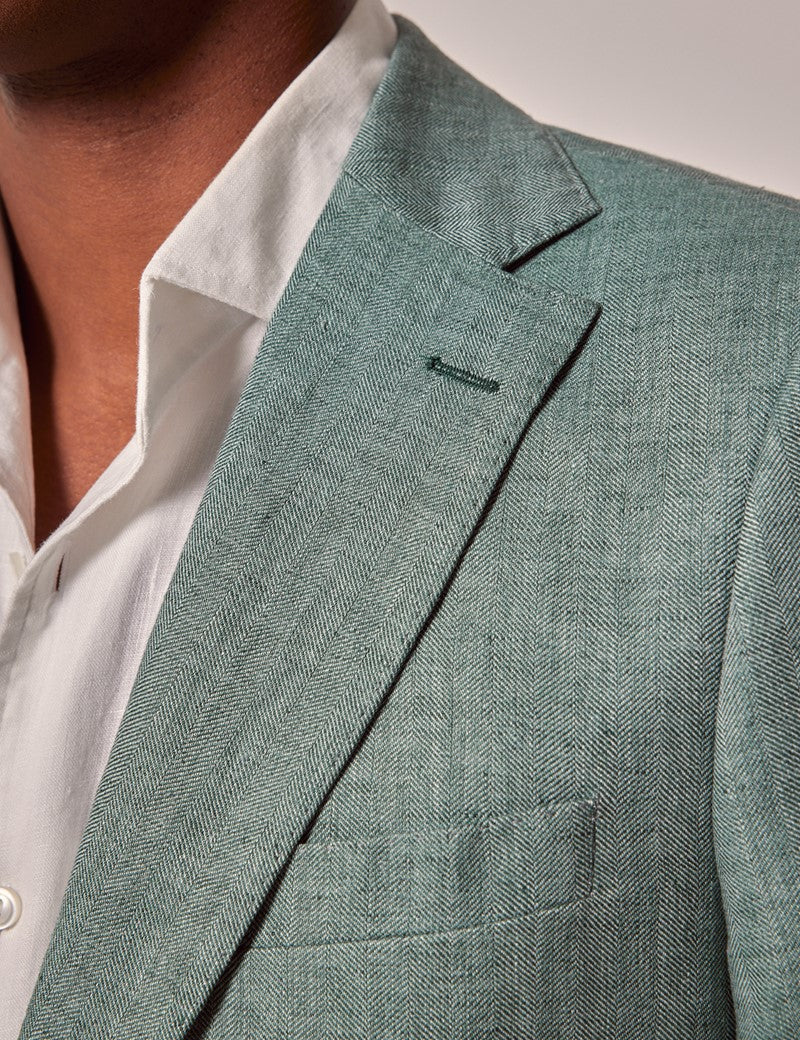 Mens Linen Suit For Beach Wedding - Summer  Suit in Sea Green - Image 6