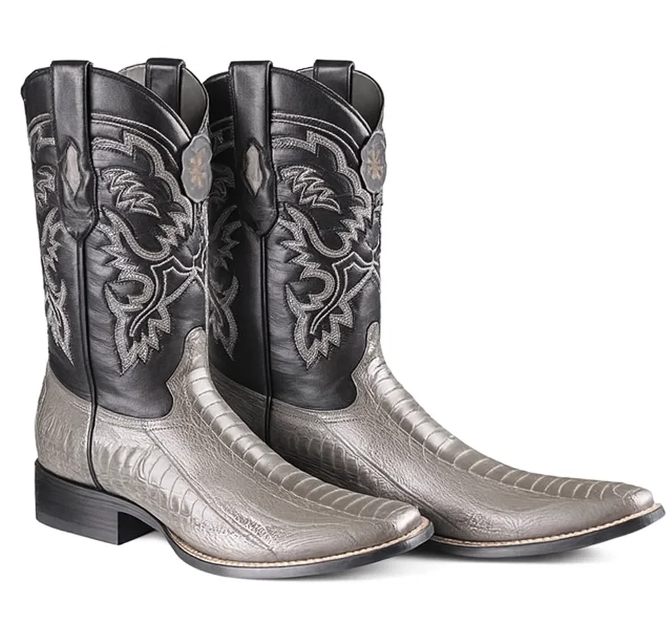 Men's Los Altos Ostrich Leg Skin Wide Square Toe Boots - Image 5
