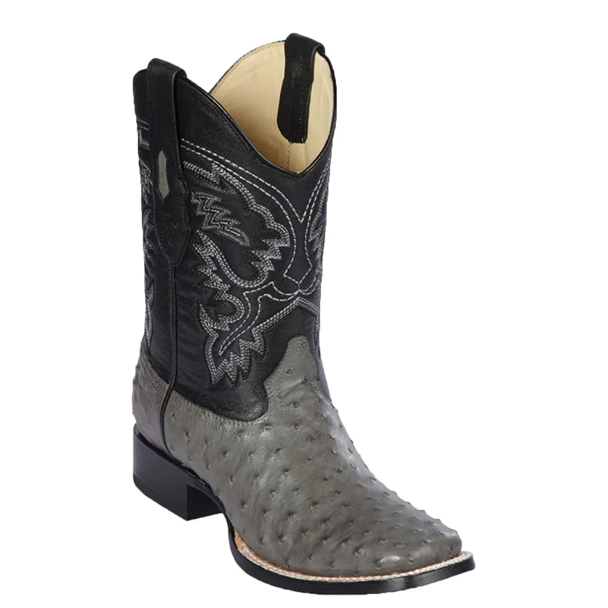 Men's Los Altos Ostrich Skin Wide Square Toe Boots -A - Image 2