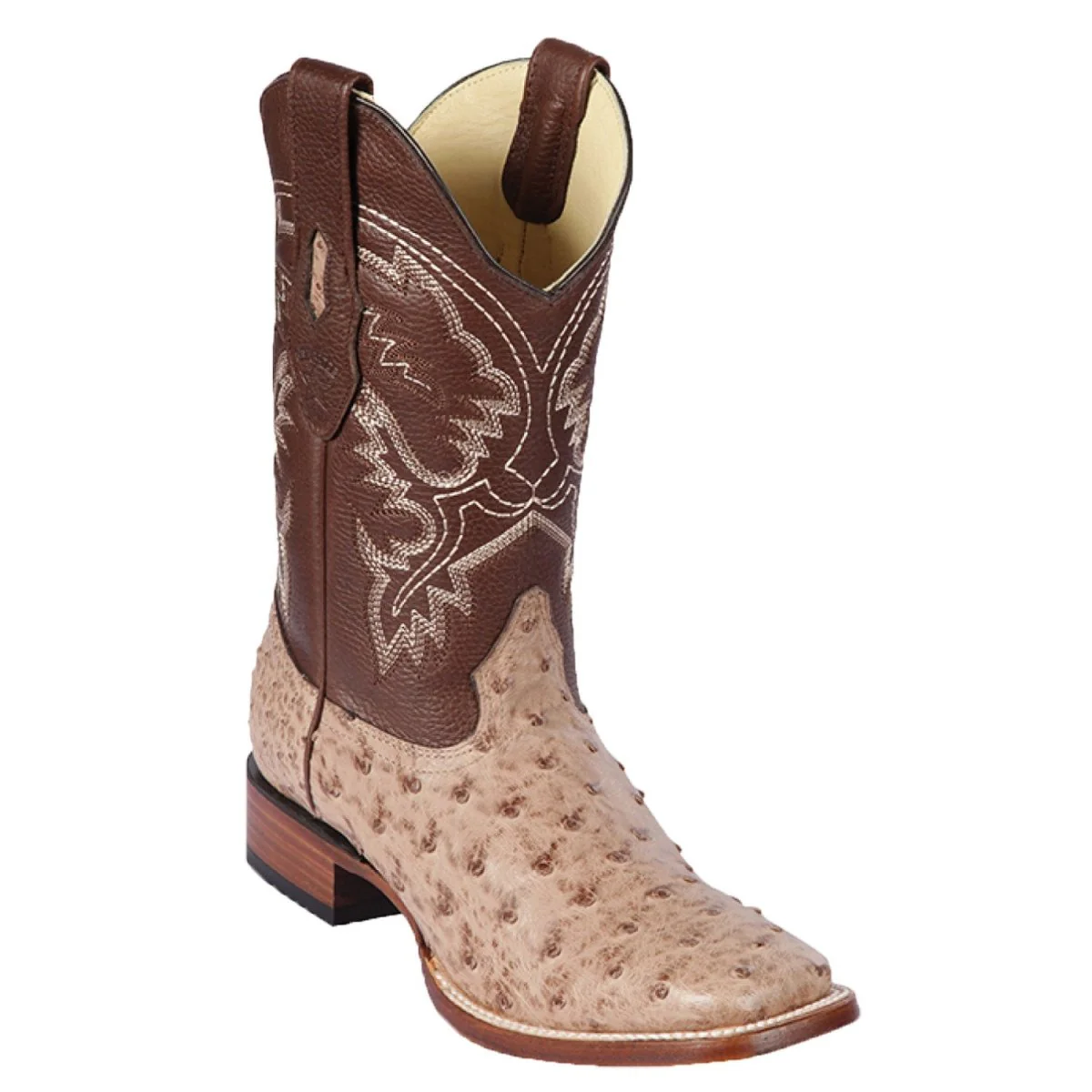 Men's Los Altos Ostrich Skin Wide Square Toe Boots -A - Image 4