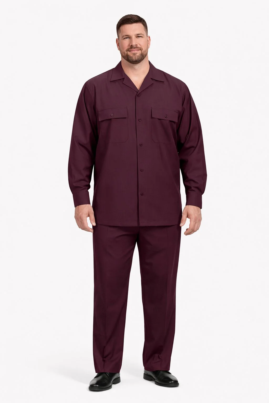 Mens Luxury Burgundy Wool Two-Piece Leisure Walking Suit - Image 6
