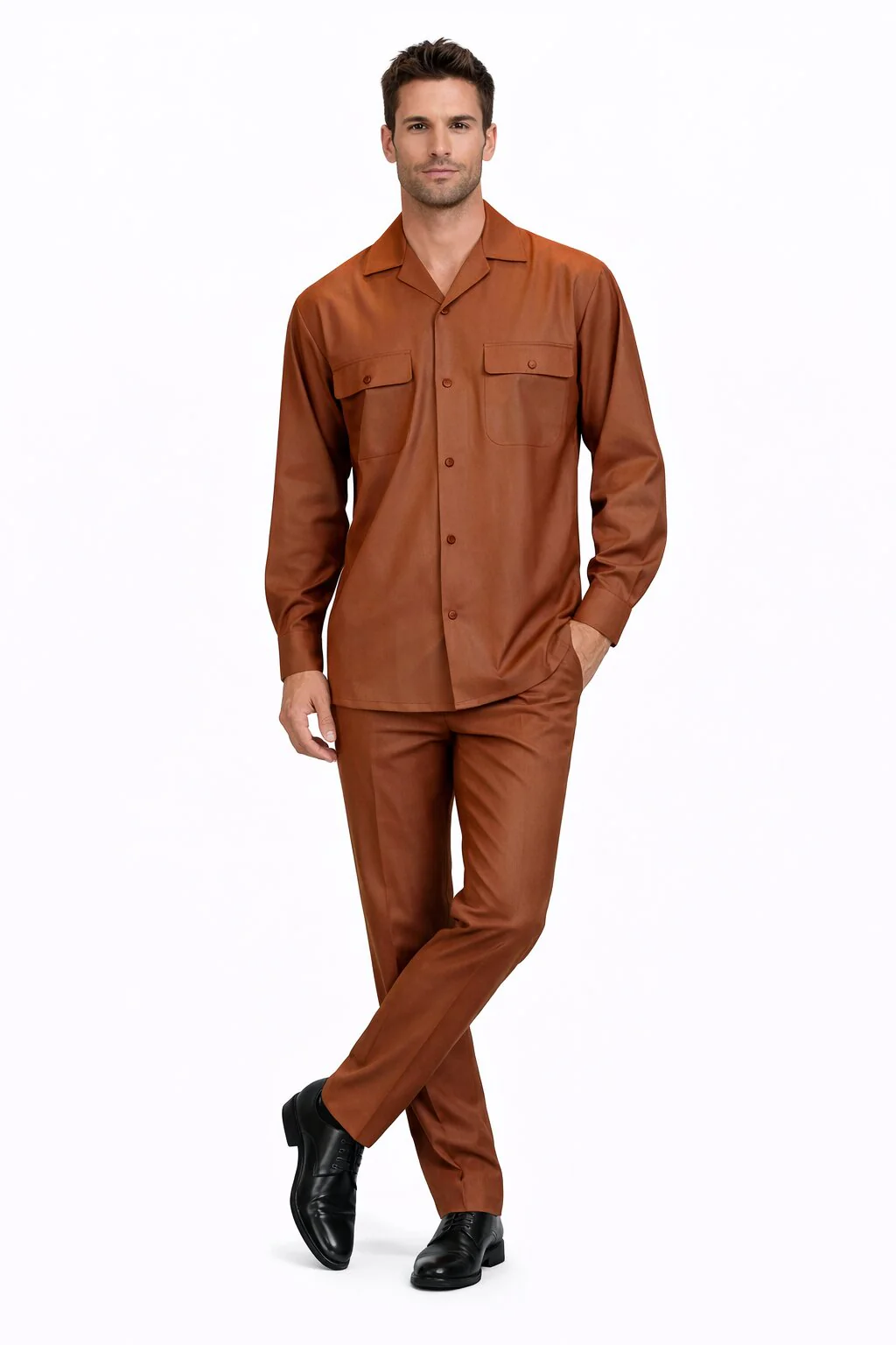 Mens Luxury Copper Wool Two-Piece Leisure Walking Suit - Image 8