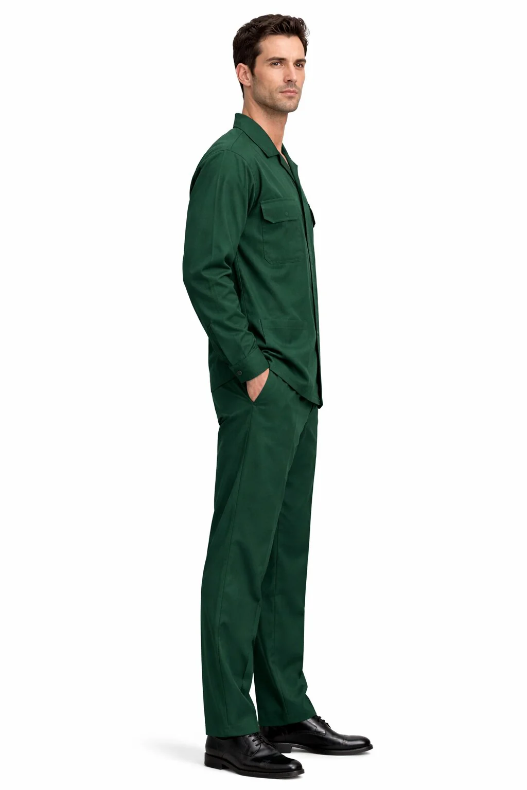 Mens Luxury Hunter Green Wool Two-Piece Leisure Walking Suit - Image 3