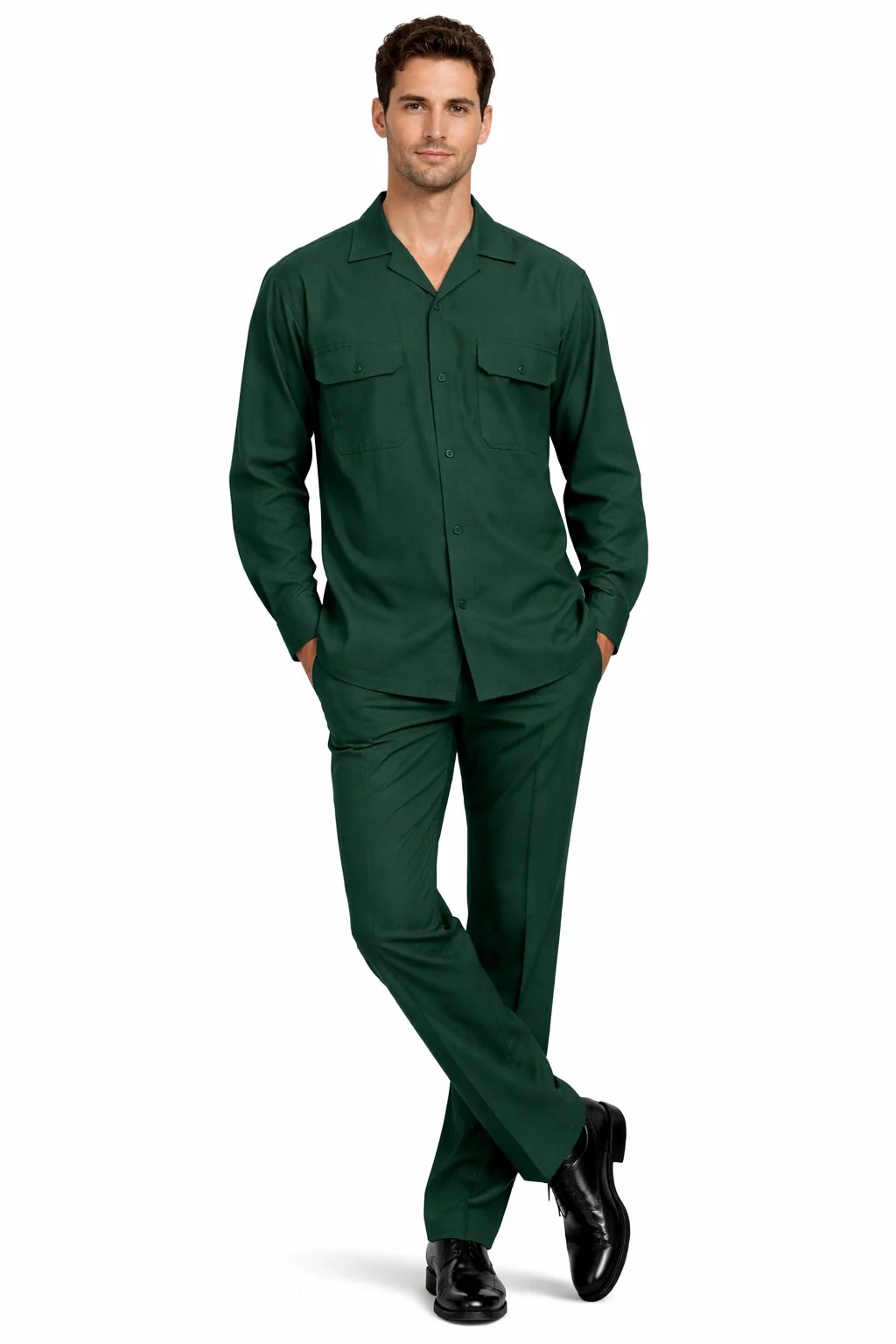 Mens Luxury Hunter Green Wool Two-Piece Leisure Walking Suit - Image 8