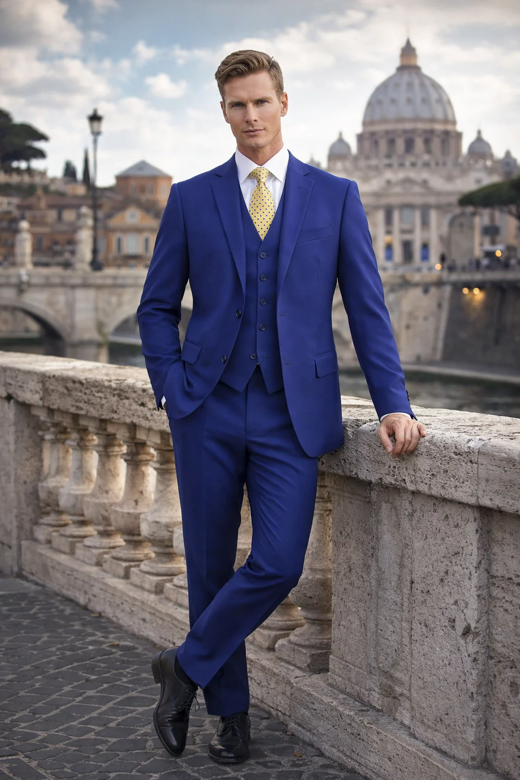 Mens Tiglio French Blue Suit – Stylish Blue Suit for Wedding, Business and Formal Wear - Image 8