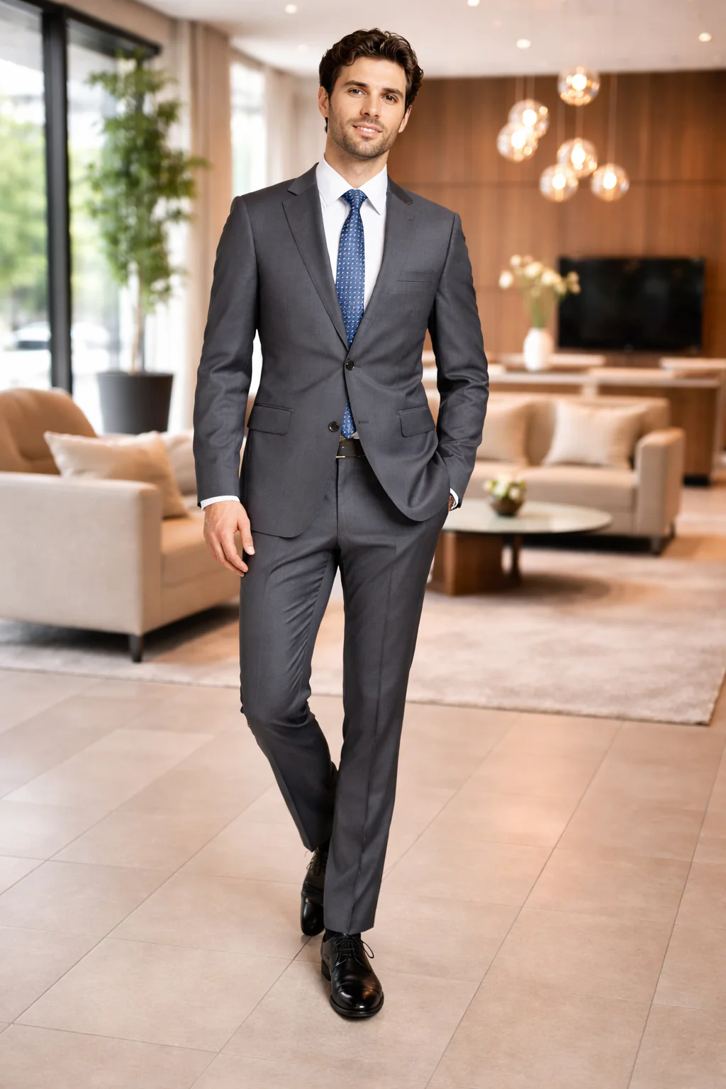 Mens Tiglio Gray Suit – Classic 2 Piece Grey Suit for Wedding, Business and Formal Wear - Image 6