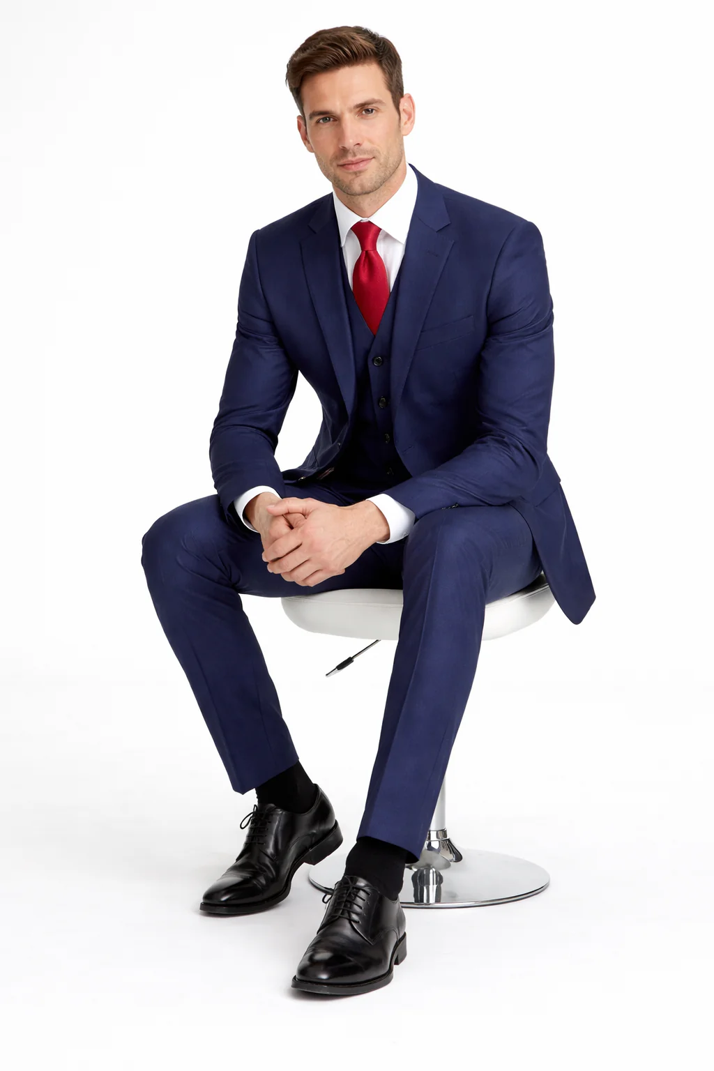 Mens Tiglio Solid Navy Suit – Classic 2 Piece Navy Blue Suit for Wedding, Business & Formal Wear - Image 6