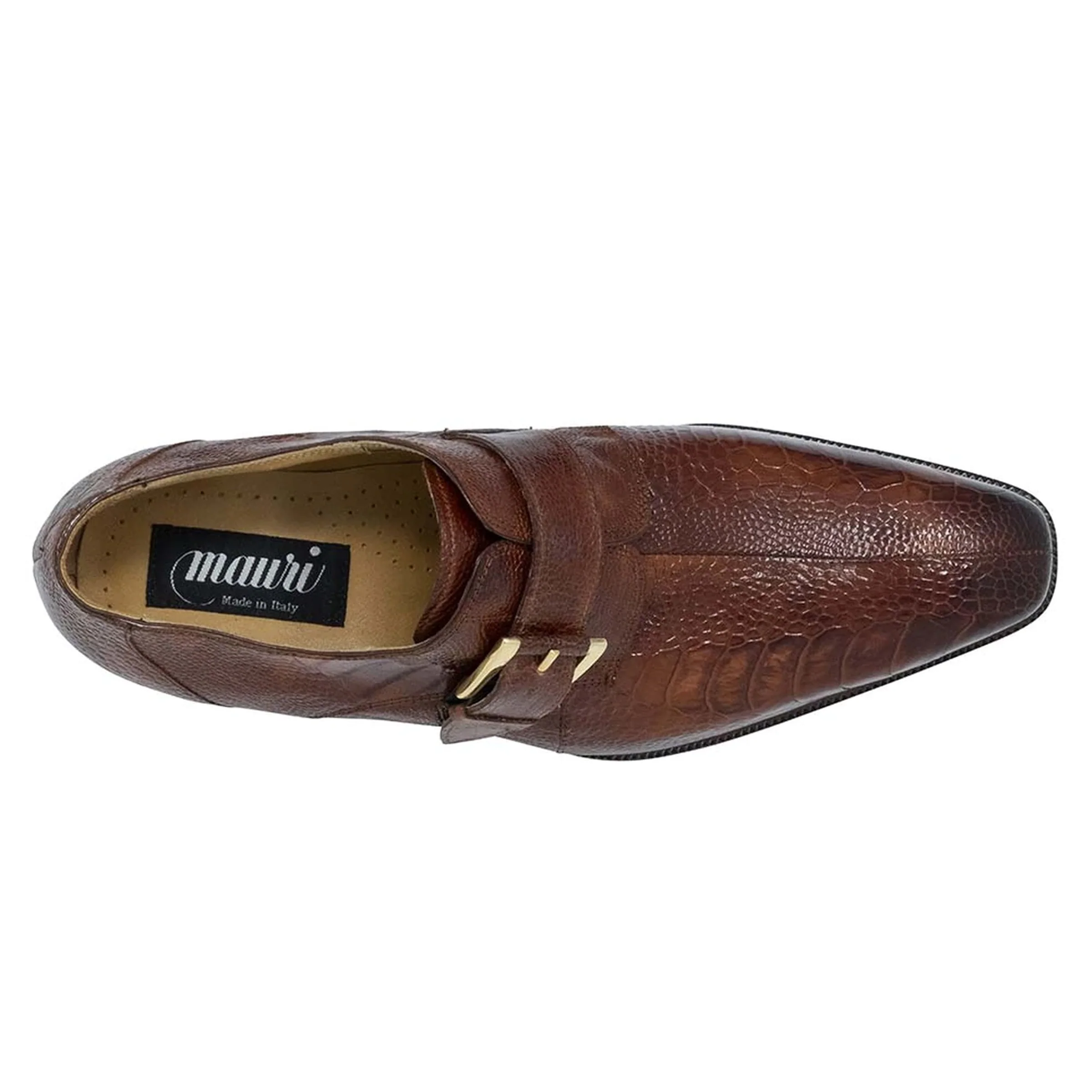 Mens Mauri Cardinal Ostrich Leg Monk Strap Dress Shoe in Brown - Image 3