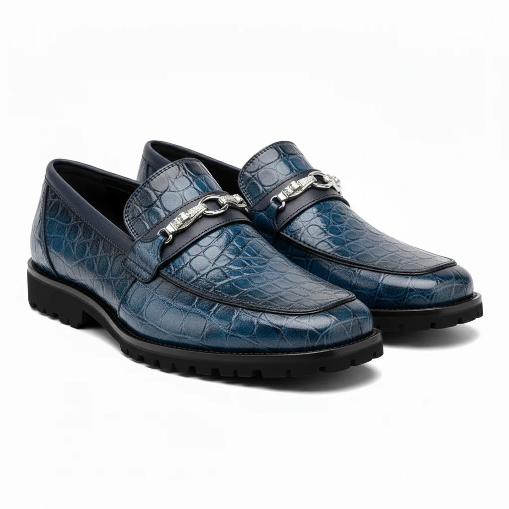 Men's Mauri Casual Alligator Loafers Blue Metal Bit Debonair - Image 4