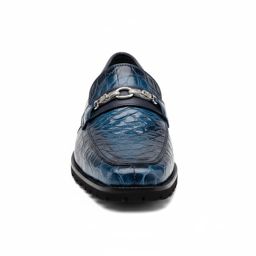 Men's Mauri Casual Alligator Loafers Blue Metal Bit Debonair - Image 6