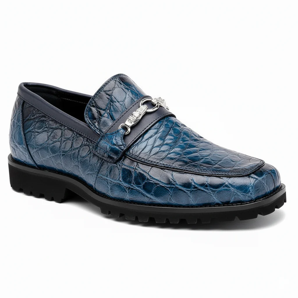 Men's Mauri Casual Alligator Loafers Blue Metal Bit Debonair - Image 7