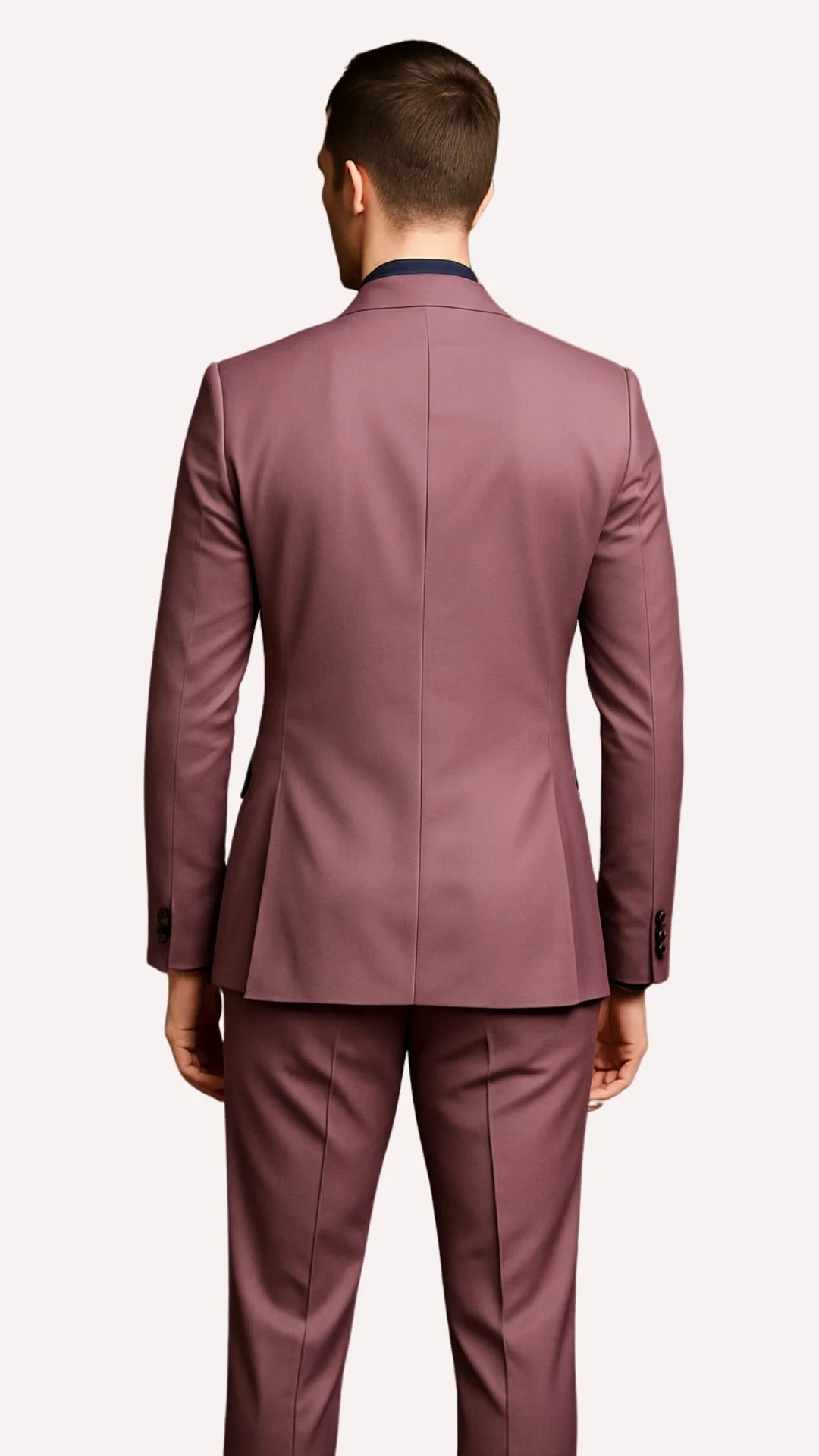 Men's Mauve Pink Tuxedo Suit ƒ?? 3-Piece Slim Fit with Black Satin Shawl Lapel - Image 3