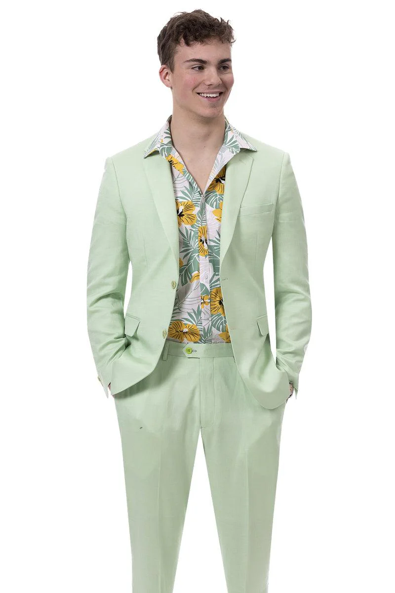 Mint Green Linen Suit by E.J. Samuel | Classic Men's Summer Style - Image 2