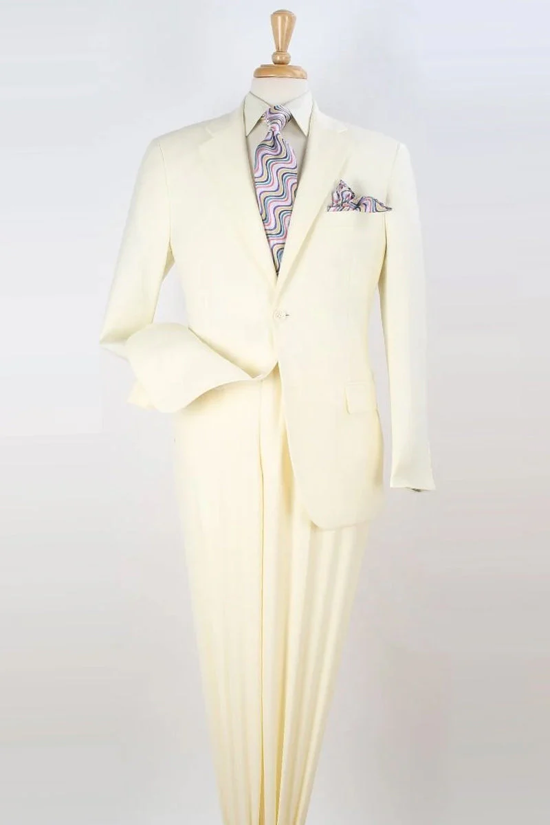 Apollo King "Ivory Modern Fit Two Button Poplin Men's Suit - Contemporary Style"