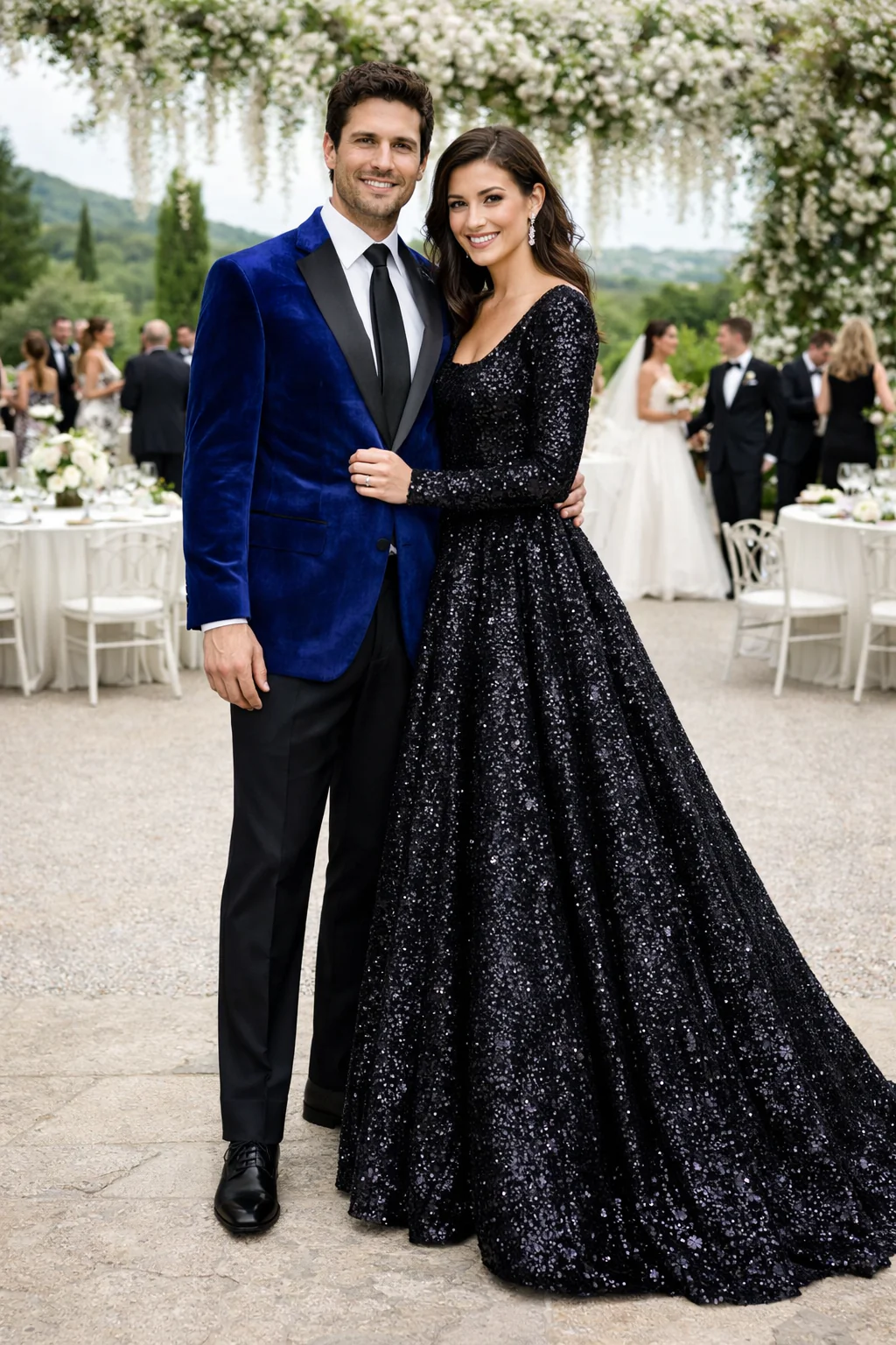 Mens Modern Notch Velvet Tuxedo in Navy - Image 3
