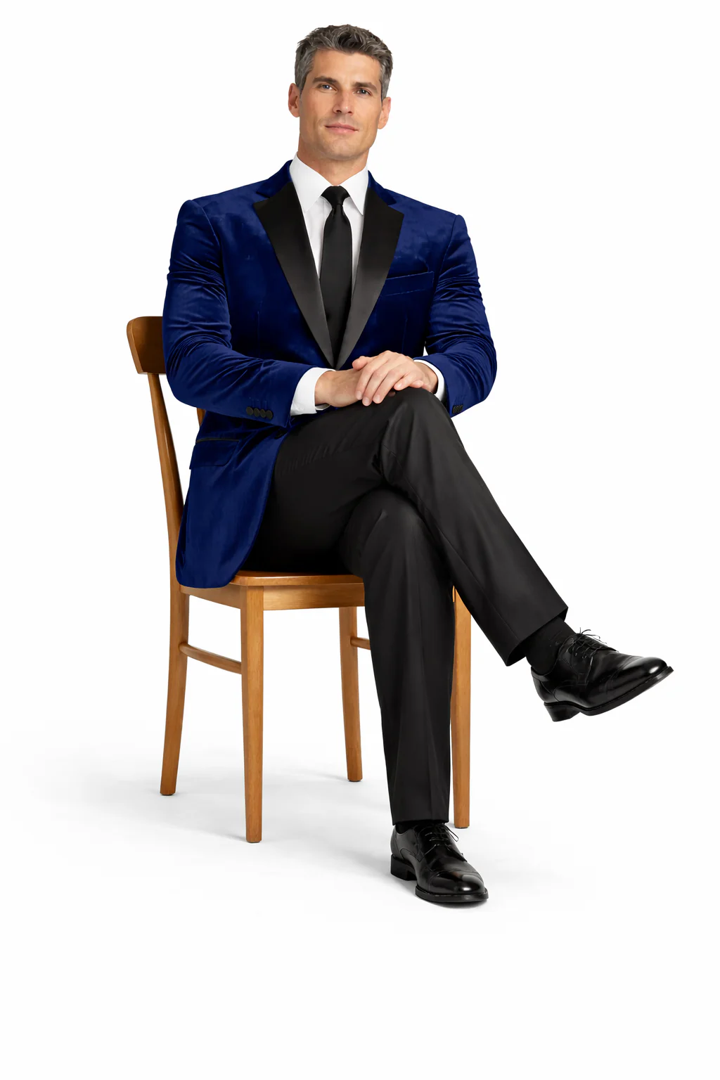 Mens Modern Notch Velvet Tuxedo in Navy - Image 6