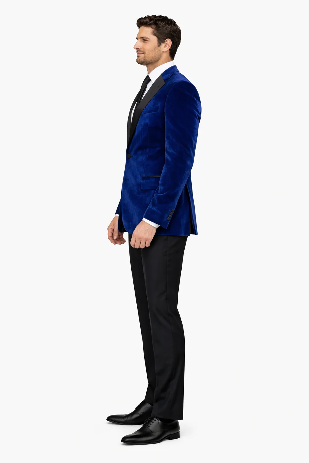 Mens Modern Notch Velvet Tuxedo in Navy - Image 7