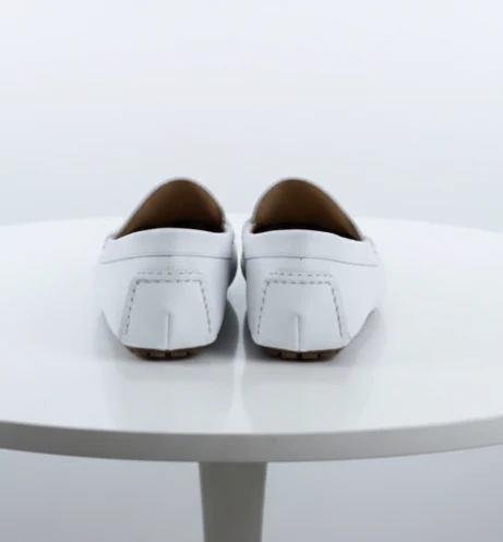 Men’s Mundo White Leather Loafers – Classic Slip-On Dress Shoes for Casual and Formal Wear - Image 3
