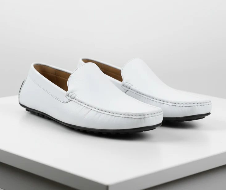 Men’s Mundo White Leather Loafers – Classic Slip-On Dress Shoes for Casual and Formal Wear - Image 5