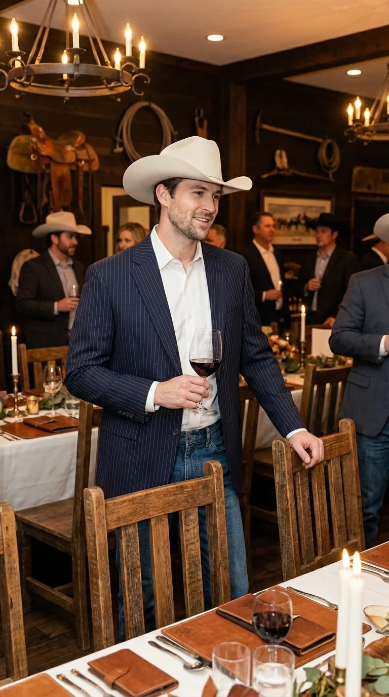 Mens Navy Blue Pinstripe Western Blazer – Classic Cowboy Style Jacket for Business, Formal and Smart Casual Wear - Image 10