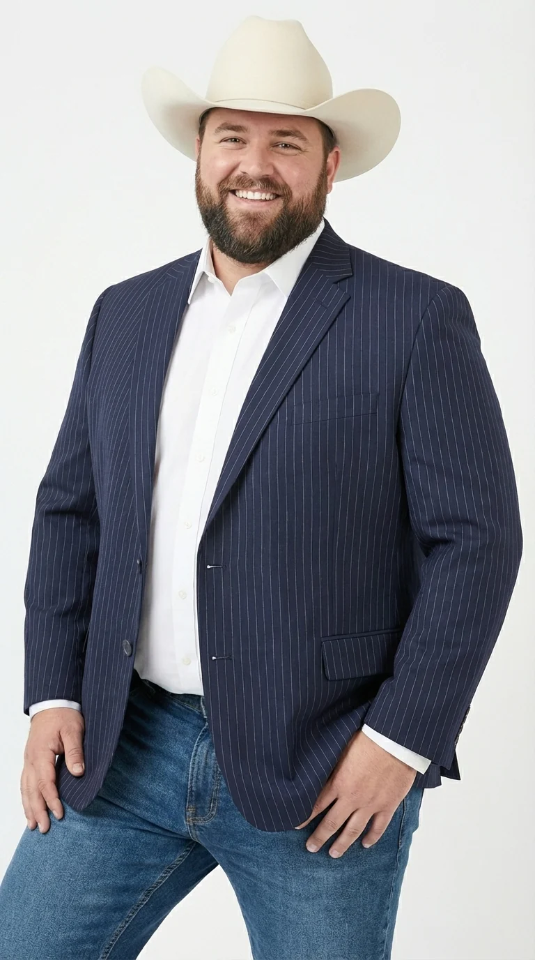 Mens Navy Blue Pinstripe Western Blazer – Classic Cowboy Style Jacket for Business, Formal and Smart Casual Wear - Image 14
