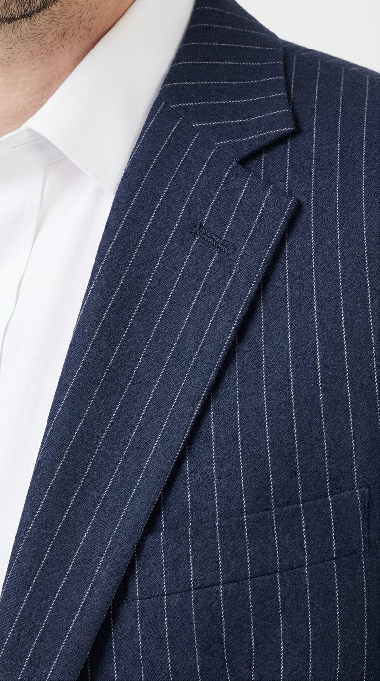 Mens Navy Blue Pinstripe Western Blazer – Classic Cowboy Style Jacket for Business, Formal and Smart Casual Wear - Image 4