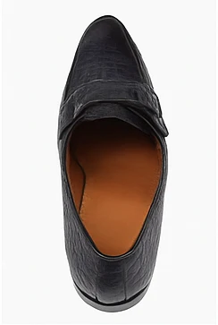 Men’s Navy Genuine Crocodile and Calfskin Leather Slip-On Dress Shoes - Image 4