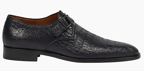 Men’s Navy Genuine Crocodile and Calfskin Leather Slip-On Dress Shoes - Image 6