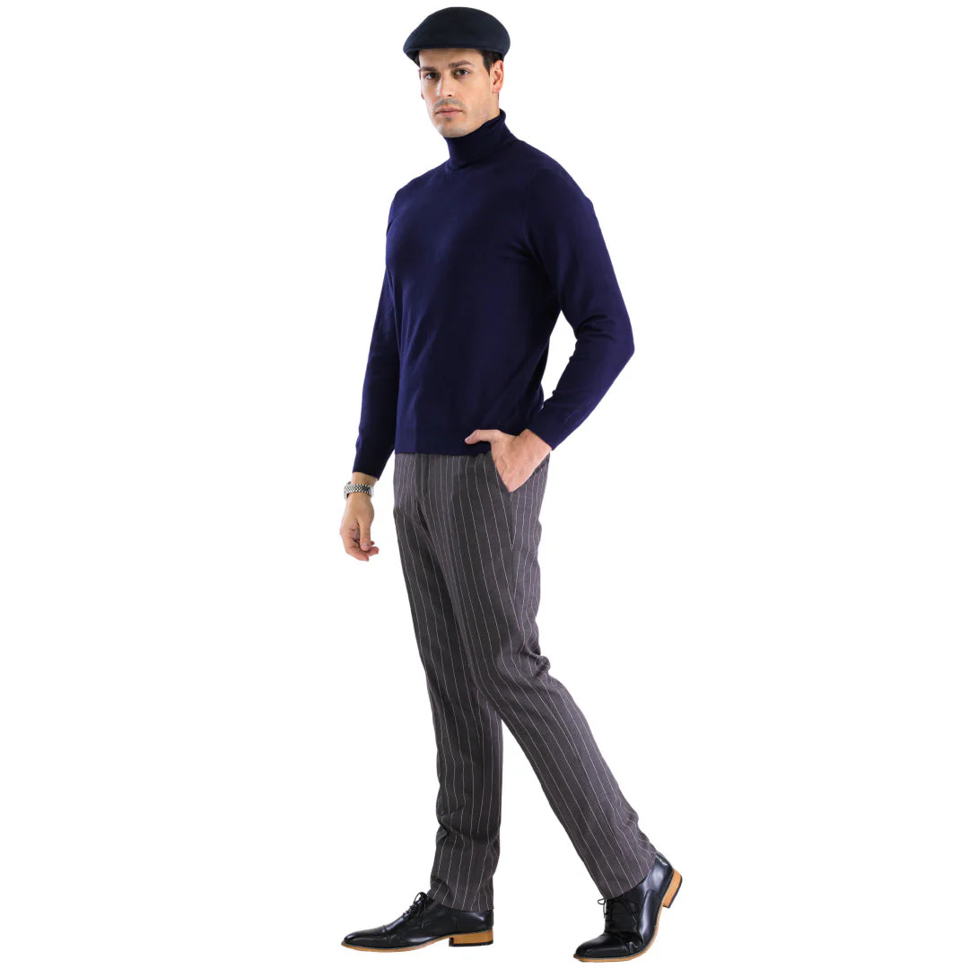 MENS NAVY PULLOVER TURTLENECK SWEATER - Image 2