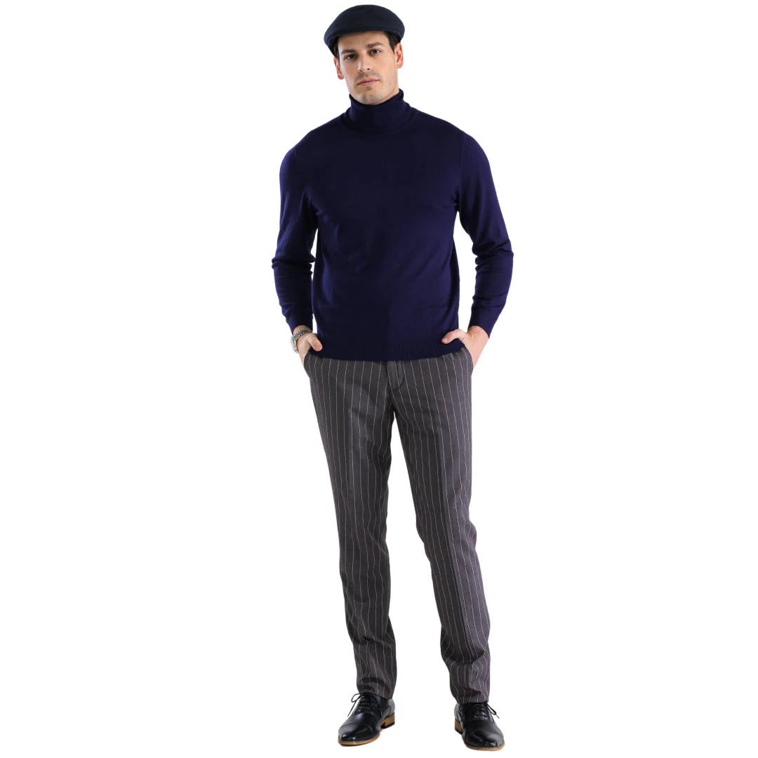 MENS NAVY PULLOVER TURTLENECK SWEATER - Image 3